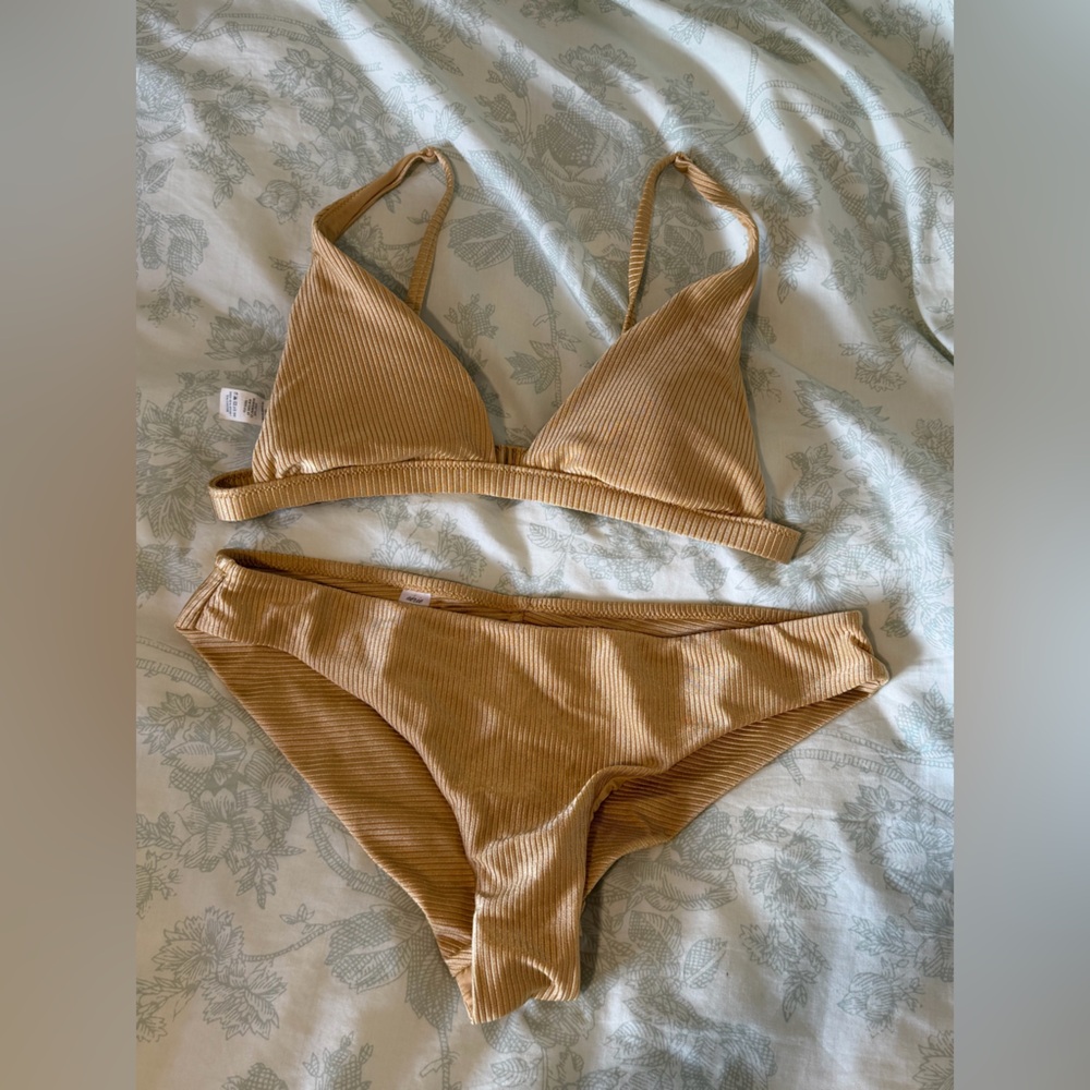 aerie Ribbed Bikini Set warm tan